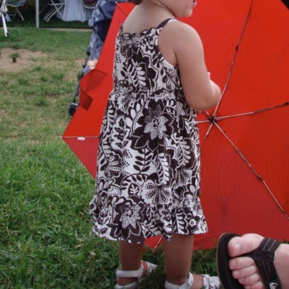 EUC Brown & White Floral Motif Tank Top Dress w/ Bloomers Sz 18-24 mos
